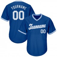 Custom Royal White-light Blue Authentic Throwback Rib-knit Baseball Jersey Shirt