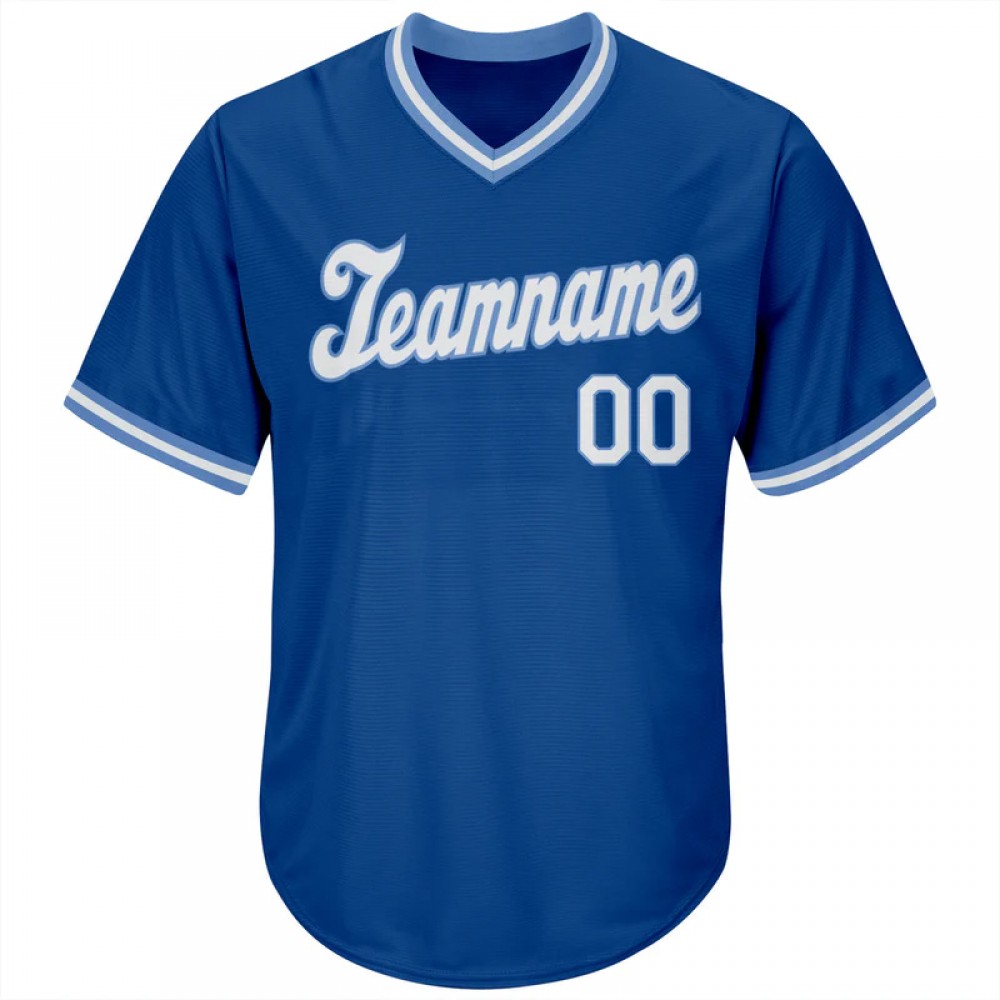 Custom Royal White-light Blue Authentic Throwback Rib-knit Baseball Jersey Shirt