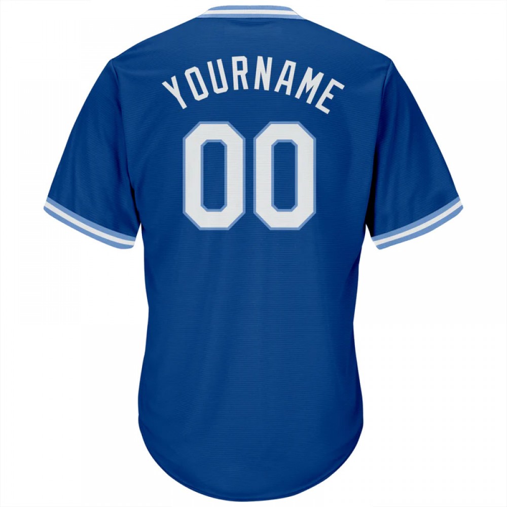 Custom Royal White-light Blue Authentic Throwback Rib-knit Baseball Jersey Shirt