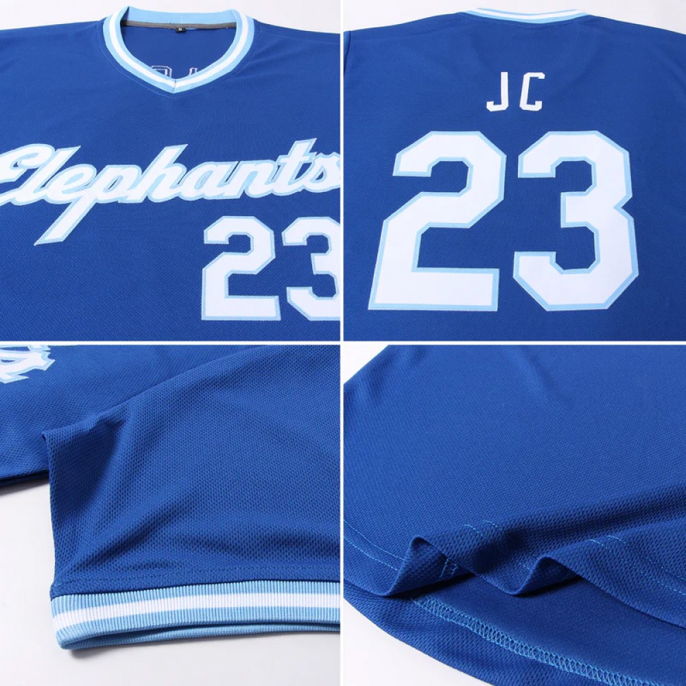 Custom Royal White-light Blue Authentic Throwback Rib-knit Baseball Jersey Shirt