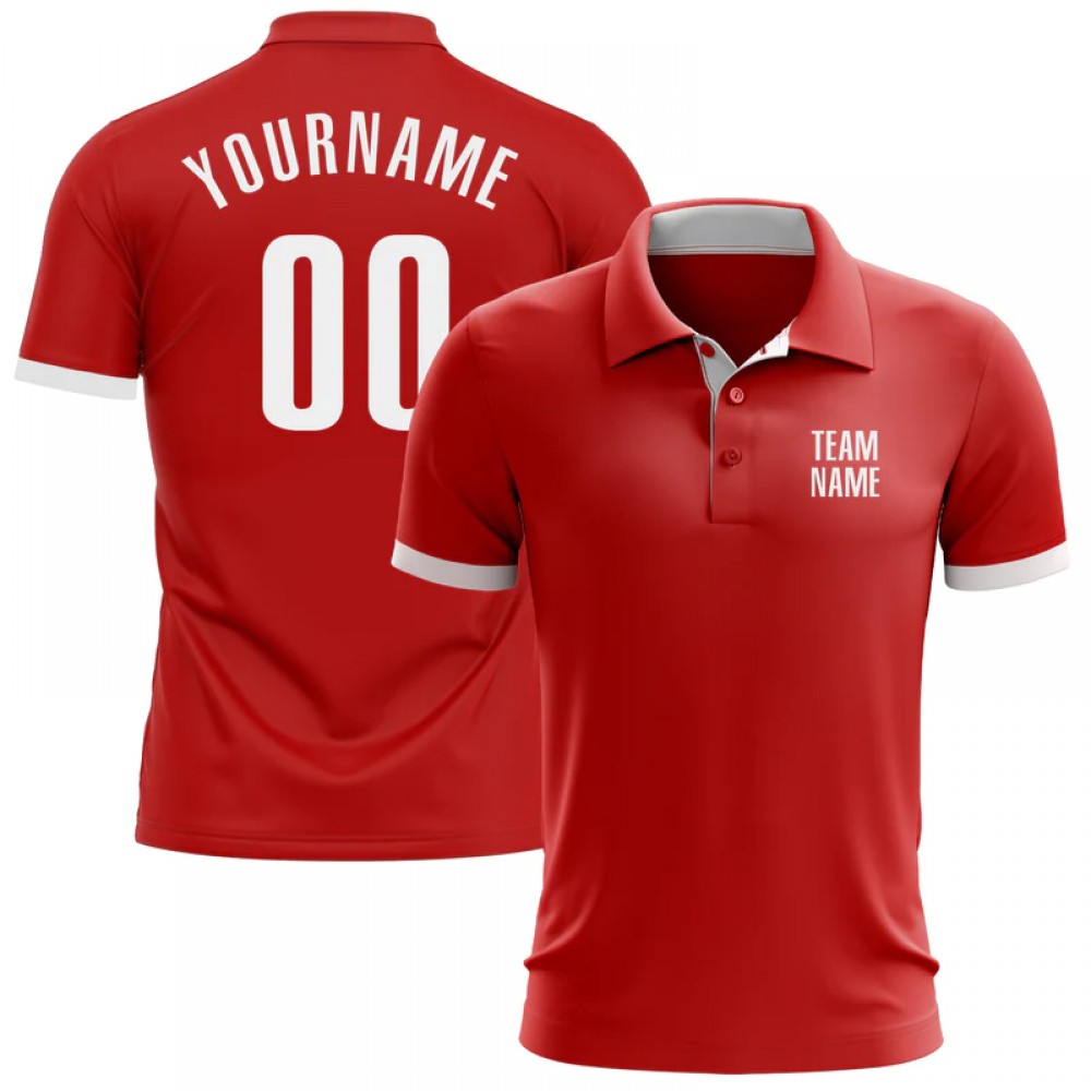 Custom Red White Performance Polo Shirt