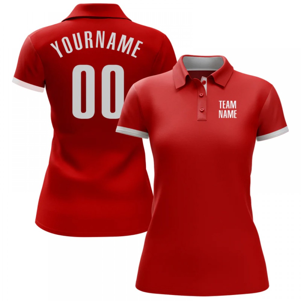 Custom Red White Performance Polo Shirt