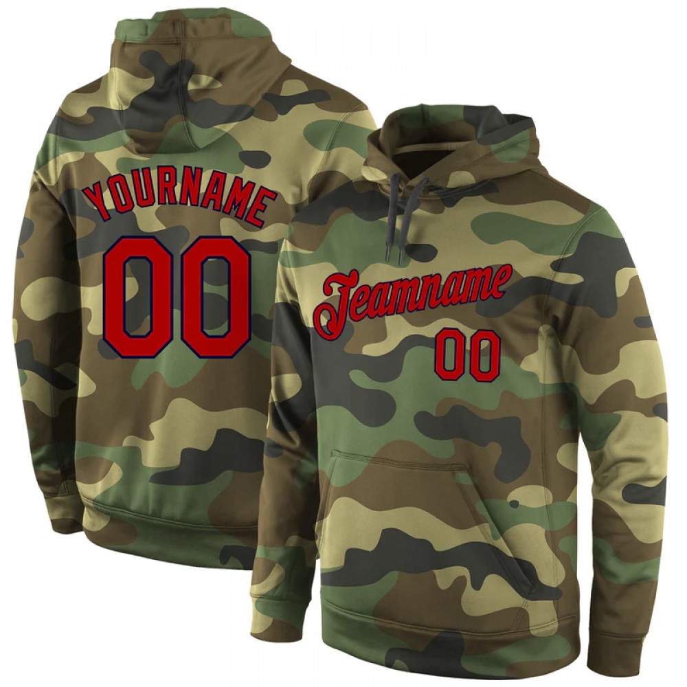 Custom Stitched Camo Black-cream Sports Pullover Sweatshirt Salute To Service Hoodie