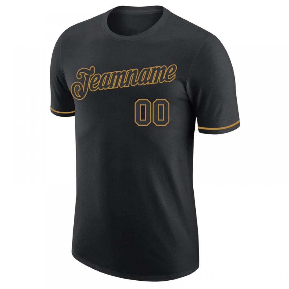 Custom Black Black-old Gold Performance T-shirt