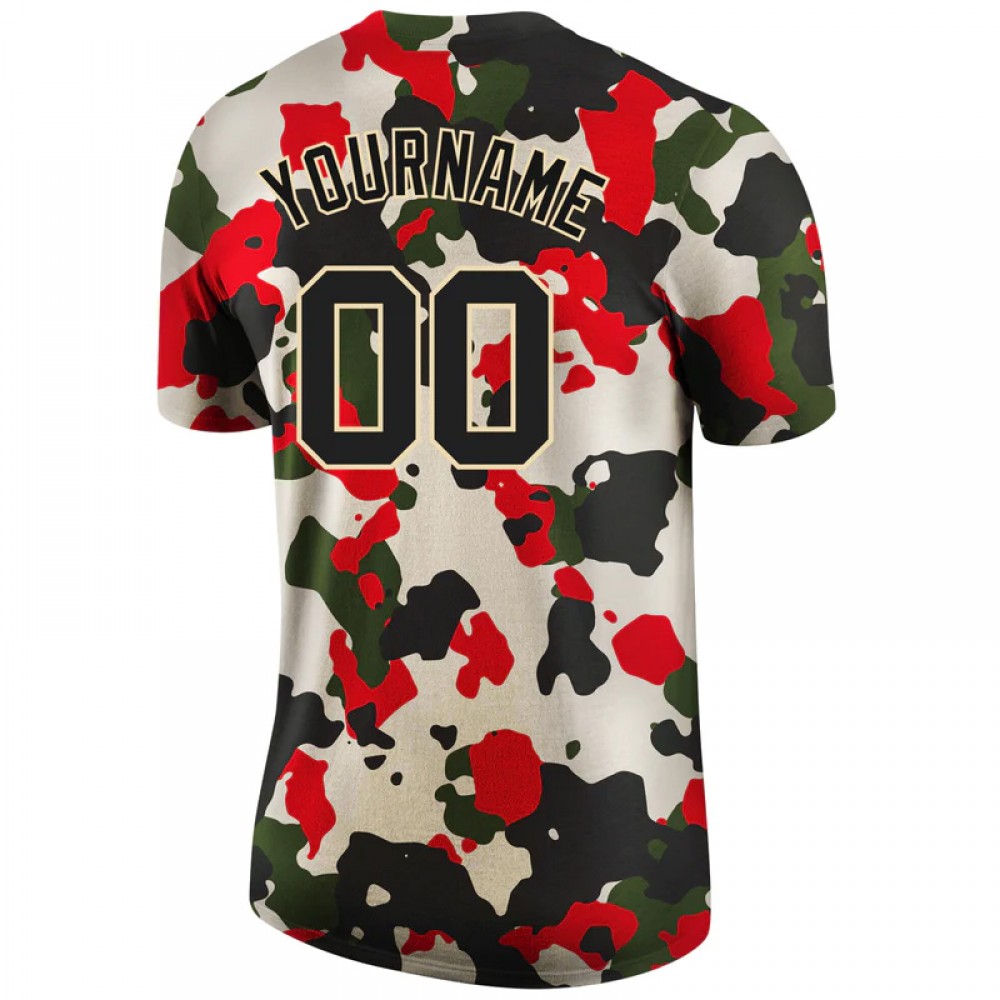 Custom Camo Black-cream Performance Salute To Service T-shirt