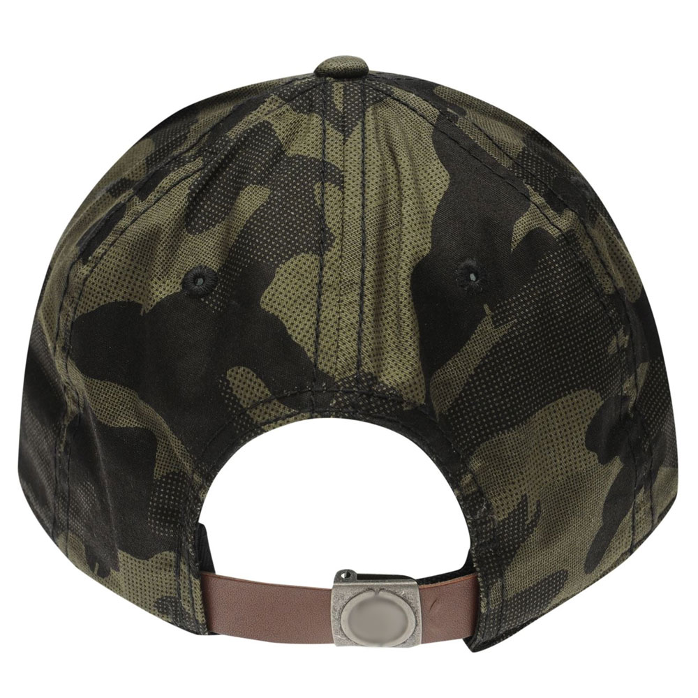 Custom Army Camo Cap with Leather Strap and Metal Buckles