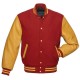 Red Wool and Gold Leather Sleeves Letterman Jackets