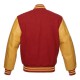 Red Wool and Gold Leather Sleeves Letterman Jackets