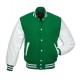 Green Wool and White Leather Sleeves Varsity Jacket