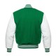 Green Wool and White Leather Sleeves Varsity Jacket