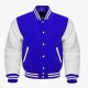 Blue And White Leather Sleeves Varsity Collage Jacket