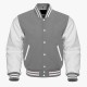 Gray And White leather sleeves Varsity Baseball Jackets