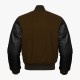 Brown Wool And Black Leather Sleeves Varsity Baseball Jackets