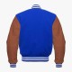 Blue And Brown leather sleeves Stylish Letterman Jackets