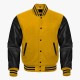 Yellow And Black leather sleeves Varsity Bomber Jackets