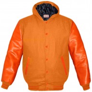 Custom orange varsity jacket good quality orange leather