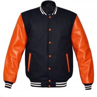 Latest Fashion Orange Color Blank Custom Letterman Baseball Varsity Jackets