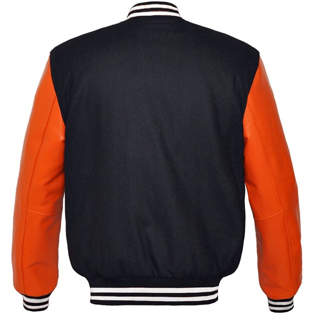 Latest Fashion Orange Color Blank Custom Letterman Baseball Varsity Jackets