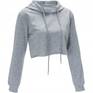 Women Gray Color Crop Top Hoodies Fleece Made Casual Wear Crop Hoodies Made With Fleece