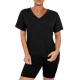 Custom logo summer women clothing Short Sleeve T Shirt and shorts sportswear gym suit 2 piece set women