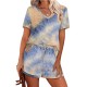 Women Casual Outfits lounge Wear Jogging Femme Biker Shorts Tees Summer Tie Dye Print Basic T shirt Shorts Two Piece Set