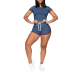 New Arrivals Summer Women T Shirt Short Set 2 Piece Biker Short Set Crop Top T-shirts and Shorts Two Piece Set