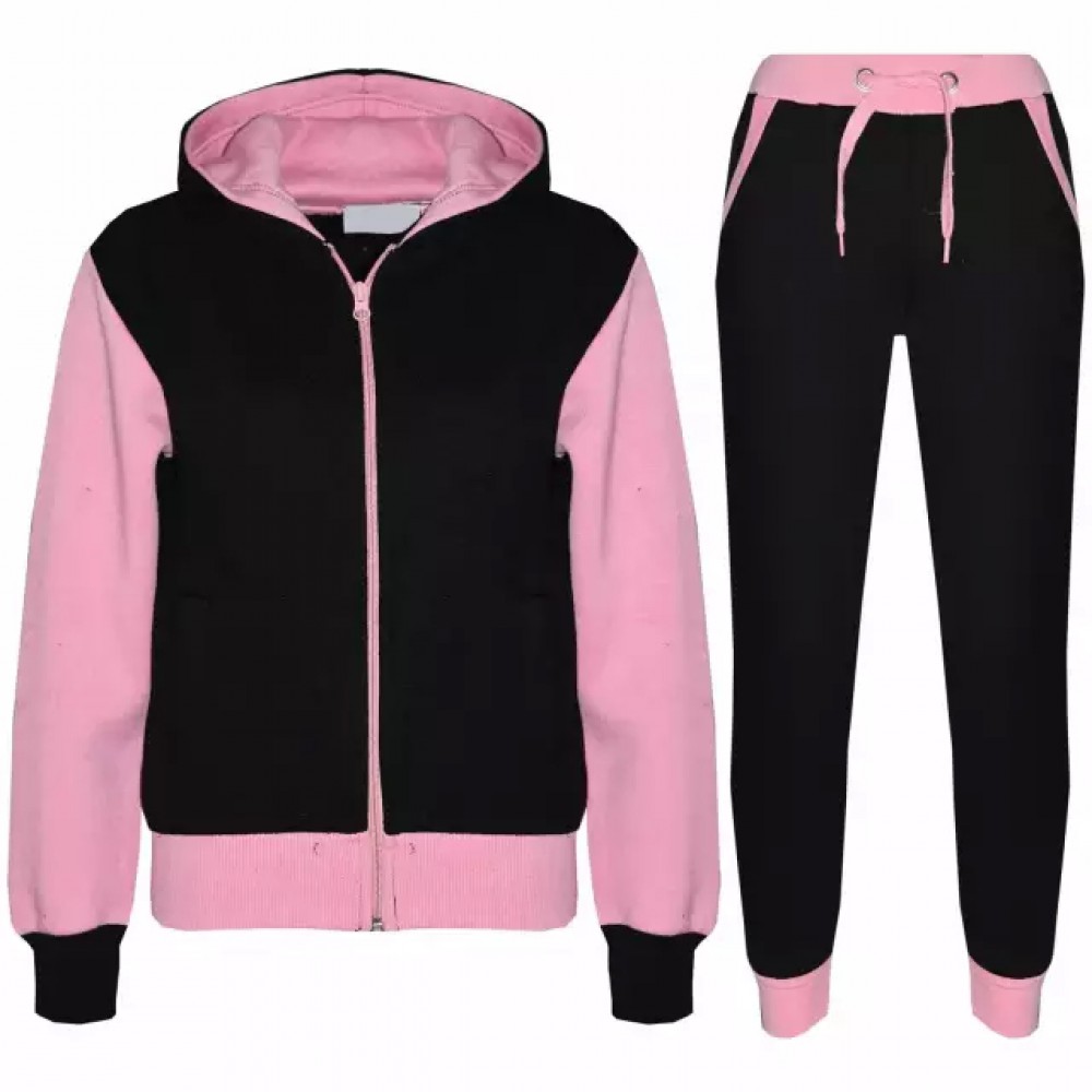 New Stylish Pink And Black Sweat suit With Comfortable Hoodie And Jogging Trouser