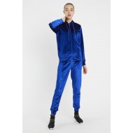 Women’s Parlement Blue Hooded Velvet Stone Printed Tracksuit Set