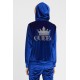 Women’s Parlement Blue Hooded Velvet Stone Printed Tracksuit Set