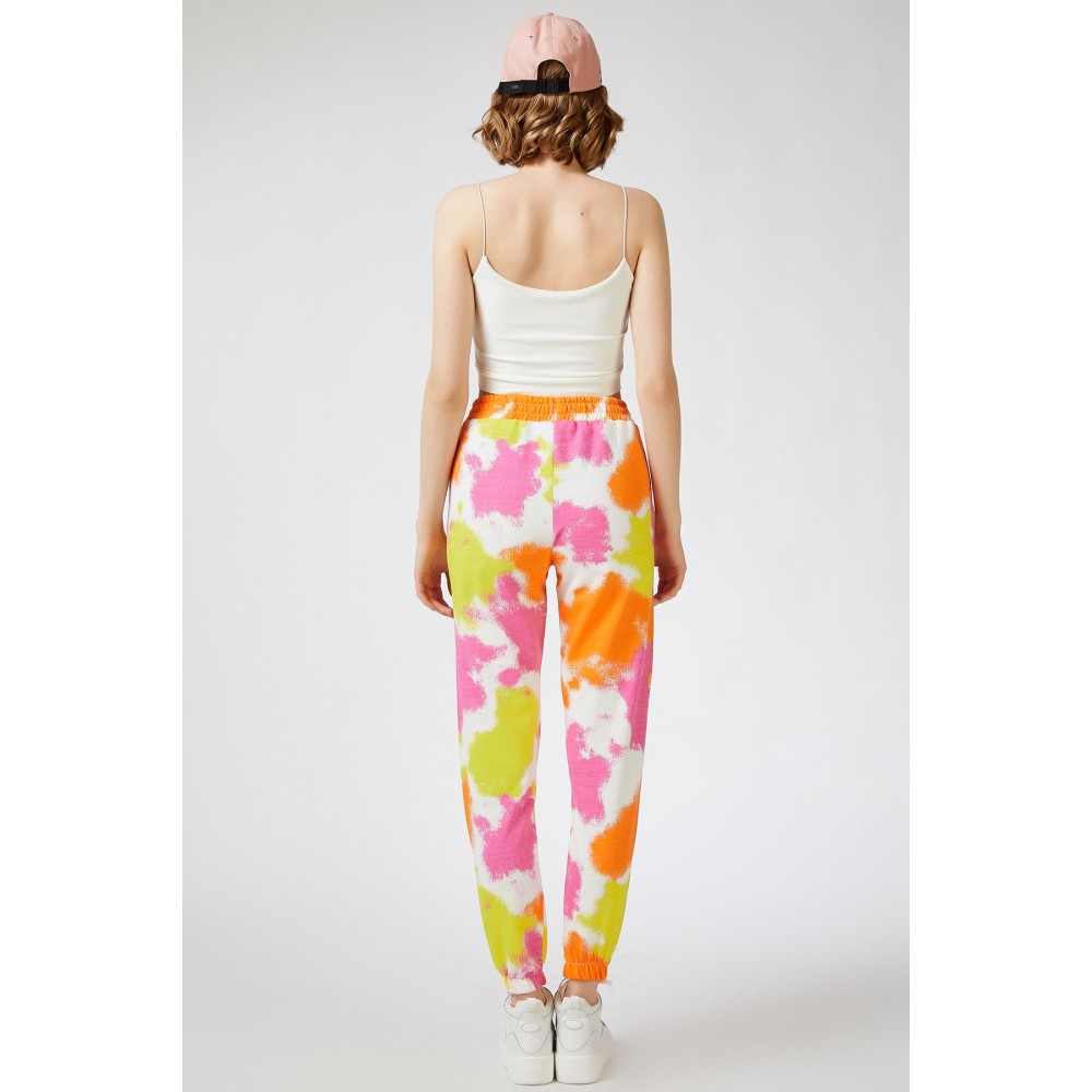 Women’s Orange Patterned Basic Sweatpants With Pockets