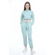 Women’s Mint Green Top Crop Elastic Tracksuit Set