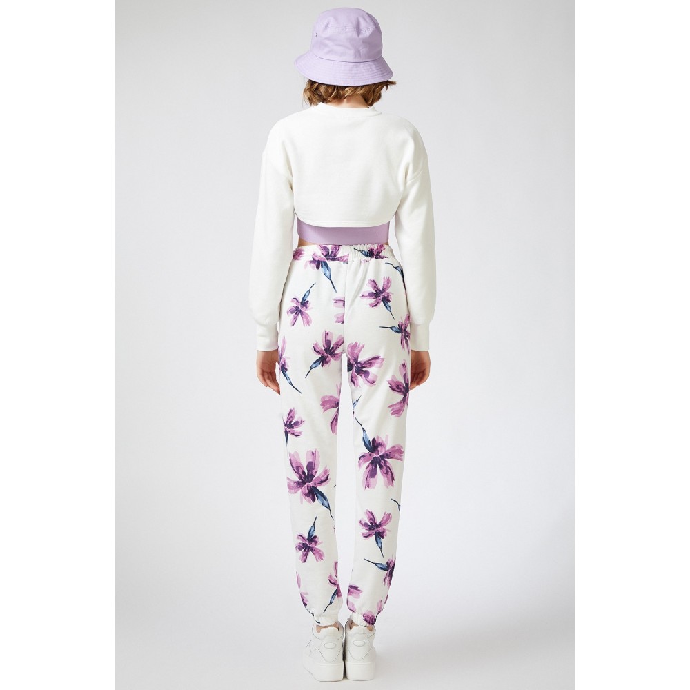 Women’s Lilac Patterned Basic Sweatpants With Pockets Tracksuit