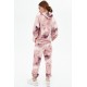 Women’s Dried Rose Tie Pattern Hooded Jogger Tracksuit Set