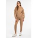 Women’s Beige Fleece Track Suit With Kangaroo Pocket