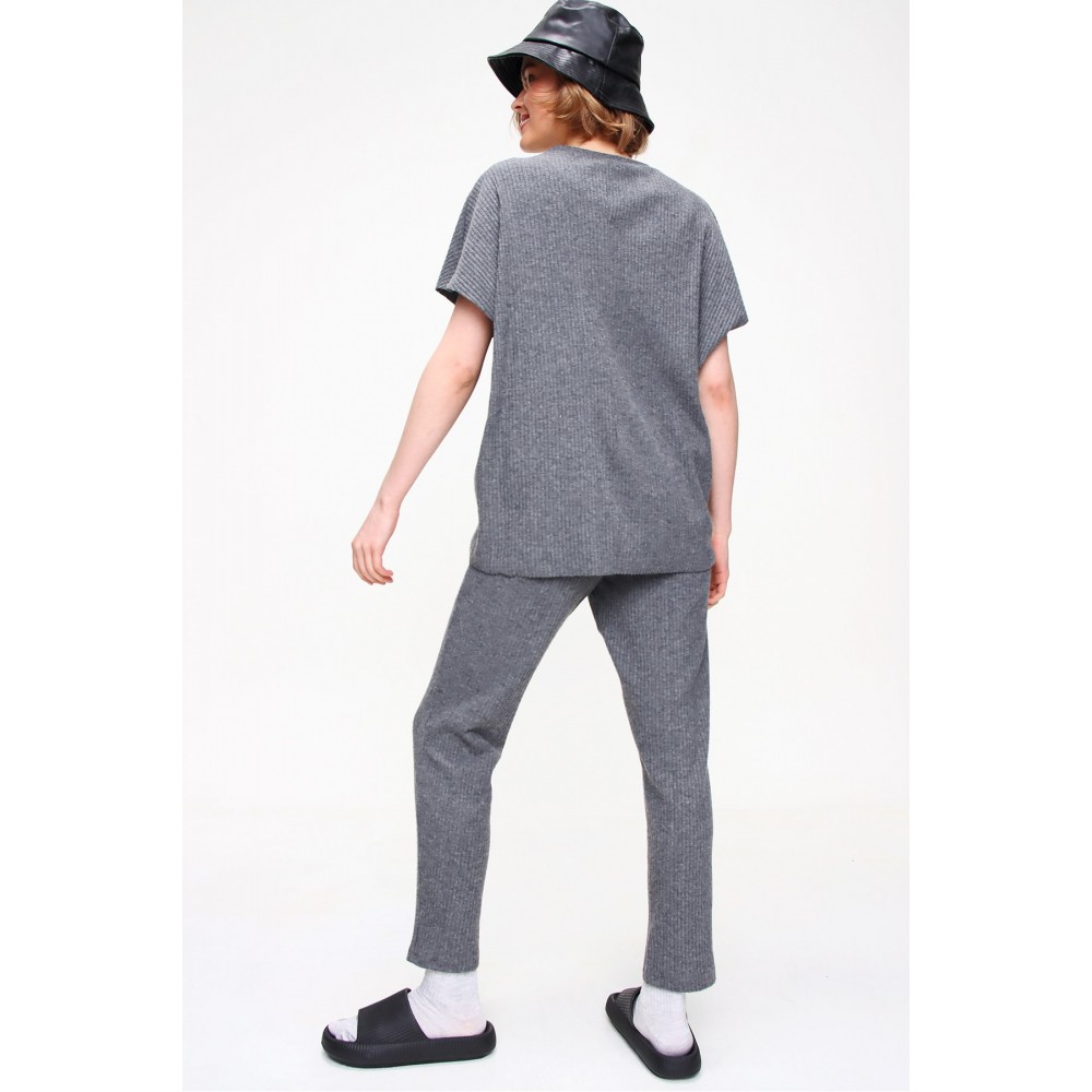 Women’s Anthracite Crew Neck Corduroy Tracksuit