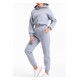 Women Gray Hooded High Waist Fleece Fabric Tracksuit Set