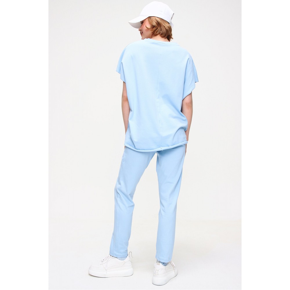 Women Aviator Blue Crew Neck Tracksuit