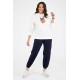 Woman Navy Blue and White Plus Size Tracksuit With Pockets