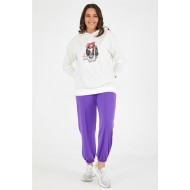 Woman Purple and White Plus Size Tracksuit With Pockets