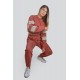 Pomegranate Flower Sleeve Striped Crop Top Jogger Bottom Sweat Suit